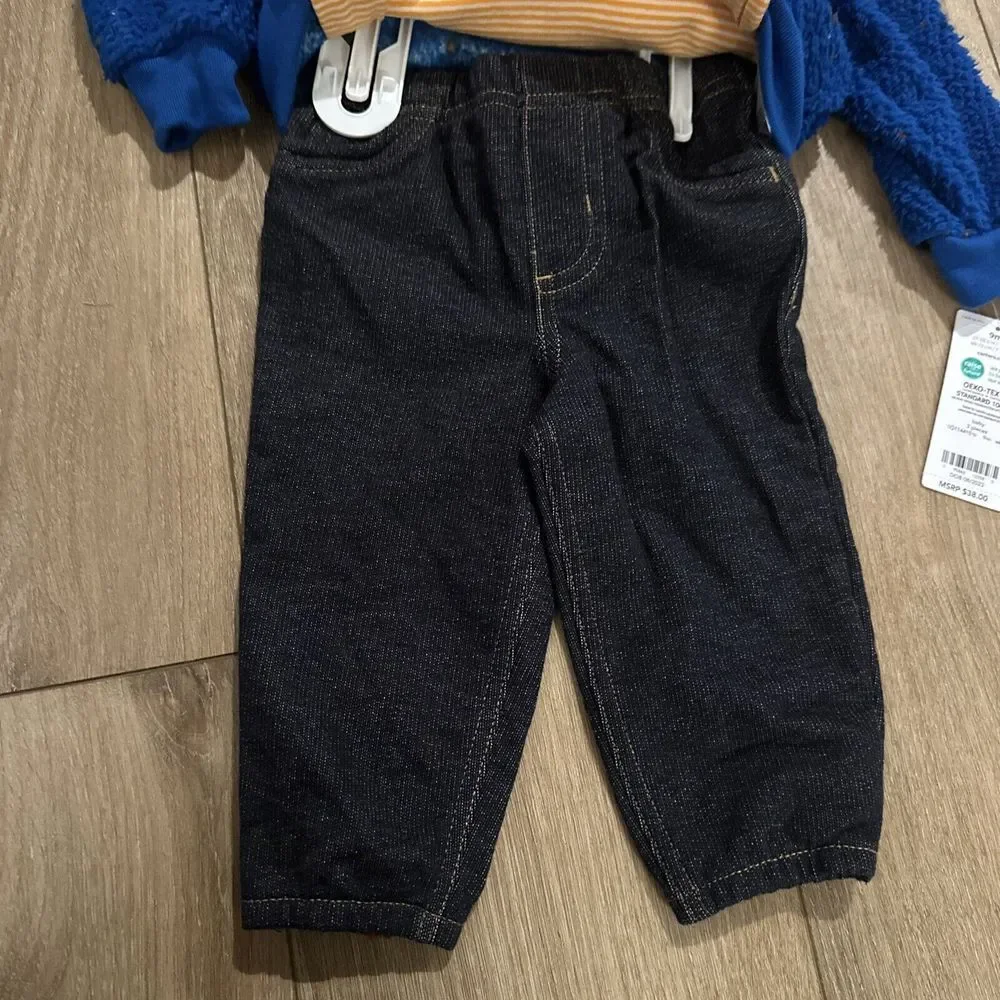 Carter's Baby 3 Piece Fleece Jacket‎ Top Pants Outfit 9 Months